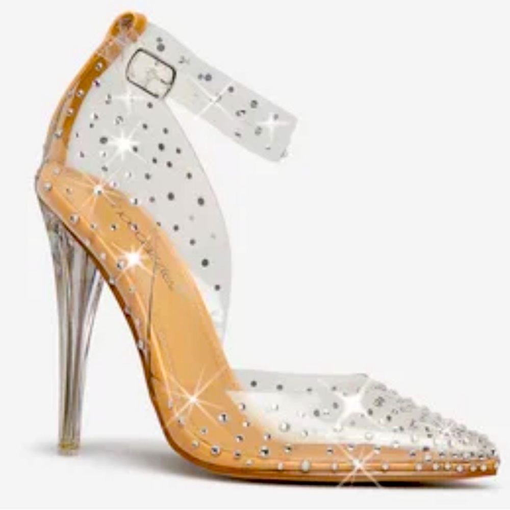 Shoedazzle clear sparkle pumps